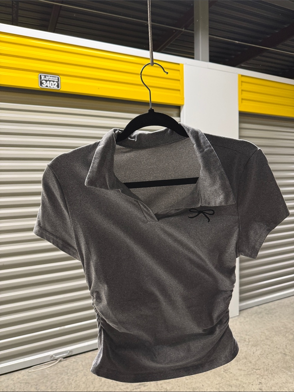 Women's Gray Polo-Style Short Sleeve Top